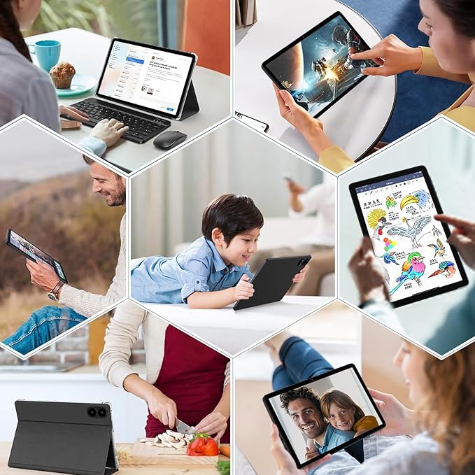 Tablet 10 inch Android 15 Tablets 30GB RAM 128GB ROM 1TB Expand, 8000mAh Octa-Core Tablets with Keyboard Mouse, HD IPS Display, Gemini AI, GPS, 5G WiFi, Widevine L1, Split-Screen - Metal Black