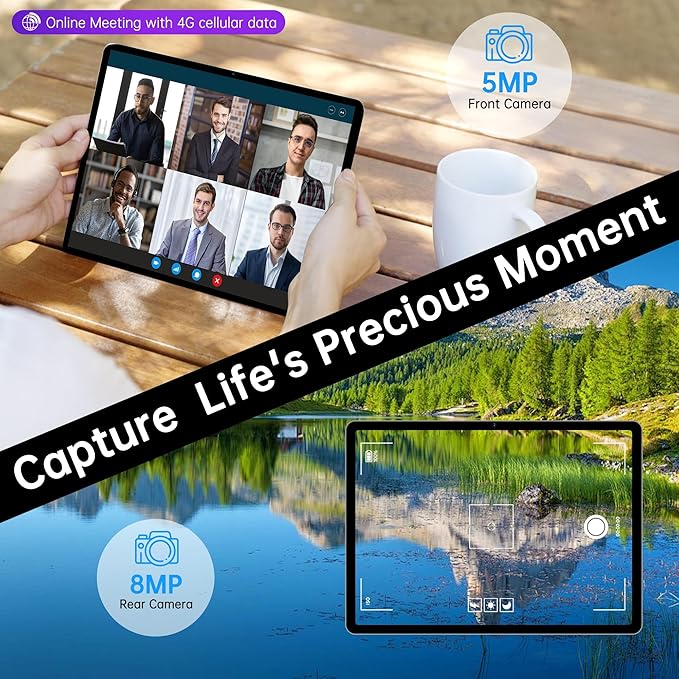 10 Inch Tablet Android 14 Tablet with Sim Card Slot Unlocked, 10GB RAM, 32GB ROM, 1TB Expandable, 8MP Camera, 2.4G/5G WiFi, BT5.0, Cellular Tableta with GPS, Protective Case (Blue)