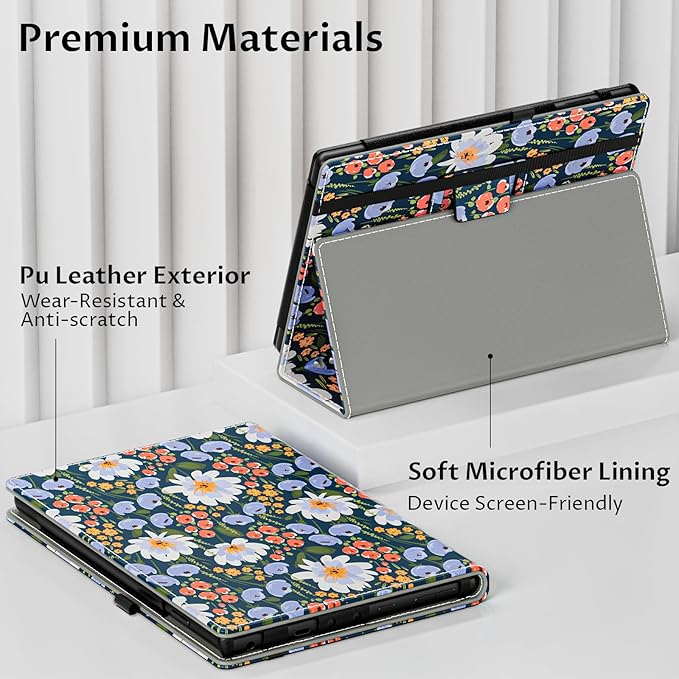 VORI Case for All-New Amazon Kindle Fire HD 10 Tablet (13th/11th Generation 2023/2021 Release) and Fire HD 10 Plus - Slim Folding Stand Folio Cover with Auto Wake/Sleep & Hand Strap, Floral Bloom