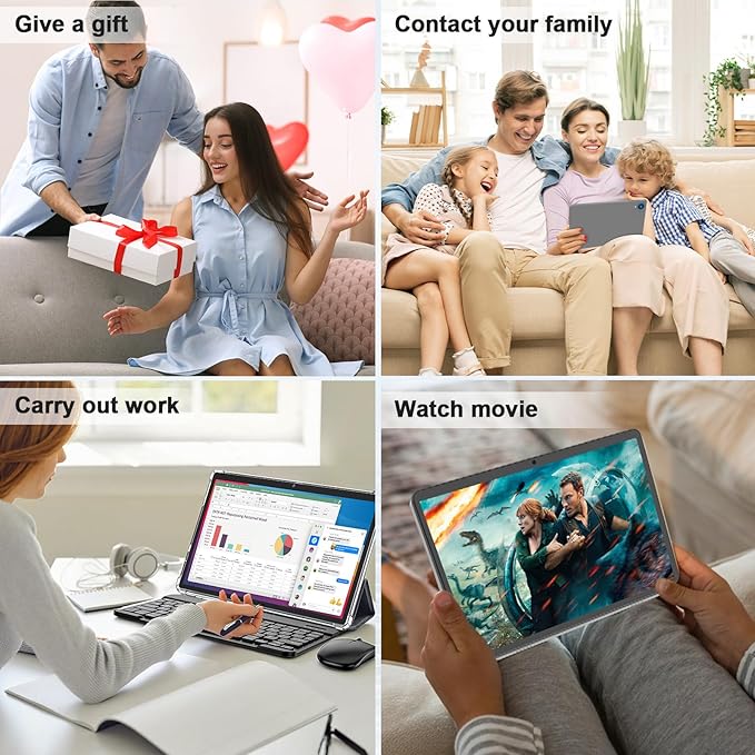 Android 15 tablet with keyboard, 26GB RAM+256GB ROM(2TB Expand), 10 inch tablet with 8000mAh Battery, 2.4G/5G WiFi, BT 5.0, 5MP+13MP Dual Camera, Gemini AI, Octa-core, Mouse, Stylus, Case(Green Case)