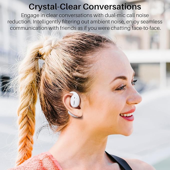 TOZO OpenEgo Open Ear Earbuds Bluetooth Headphones, AI Translation Wireless Earbuds with Real-Time 100+ LanguagesTranslation, 80Hrs Playtime, Digital Display, AI Clear Calls, Snow White