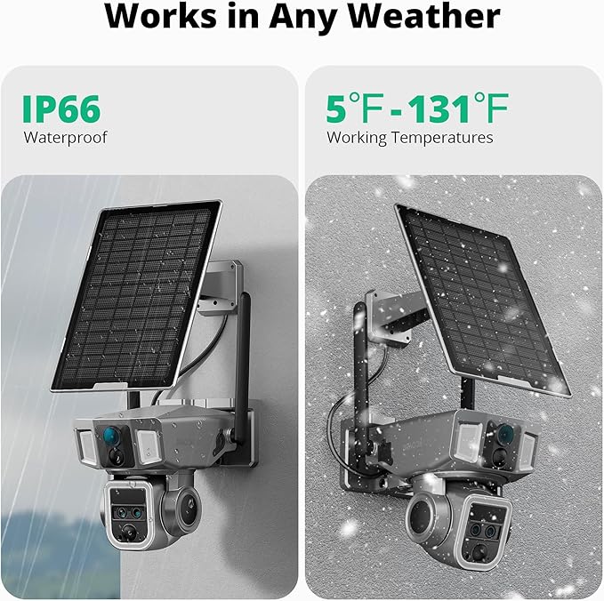 4G LTE Cellular Security Camera Outdoor, 4K 10x Optical Zoom Wireless Solar Camera 12000mAh, No WiFi or WiFi 2 Mode, 360° Pan and Tilt AI Tracking Cam for Remote Monitor with SIM Card and 64GB SD Card