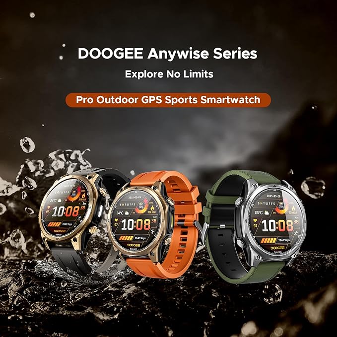 DOOGEE Anywise W1 Mens Smart Watch, 5ATM Dual-Band GPS Fitness Tracker, 1.43'' Smart Watches for Android and iPhone, 170+ Sports Modes, Answer/Make Calls/18 Days Battery/Led Flashlight/Compass/2 Strap