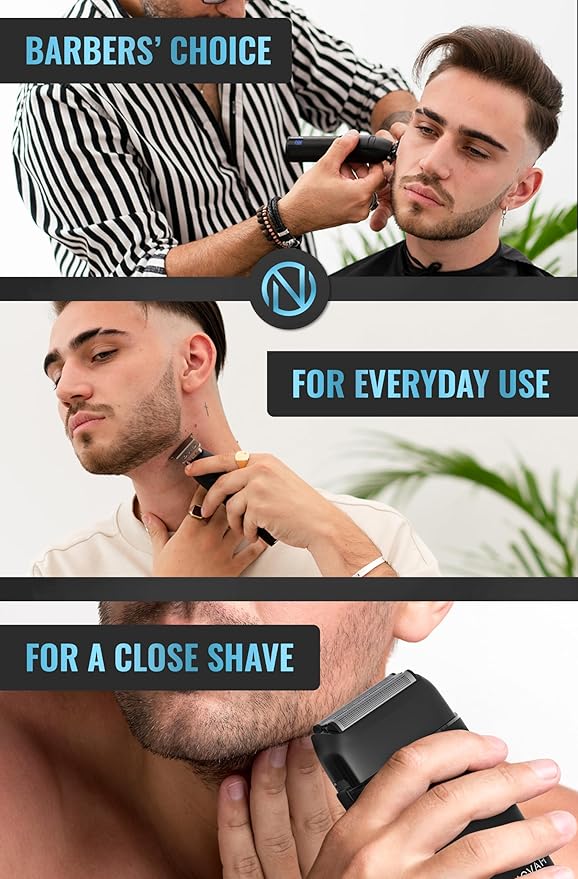 Novah Professional Barber Clippers and Trimmer Set - Foil Shaver Professional Hair Clippers for Men, Mens Cordless Hair Clipper for Barbers Haircut Kit, Fade