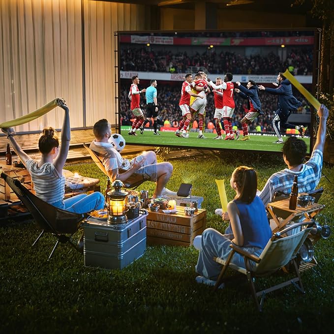 Projector Screen Outdoor, Vamvo Projector Screen with Stand Portable 150" Foldable ProjectorScreen, 10 Feet Indoor Movie-Screen with Carrying Bag for Home Theater Backyard Movie Night