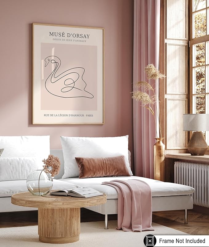 Poster Master Vintage Poster - Retro One Line Swan Drawing Print - Swan Art - Bird Art - Minimal Gift for Her, Animal Lover - Abstract Decor for Home, Office, Bedroom, 18x24 Unframed Wall Art