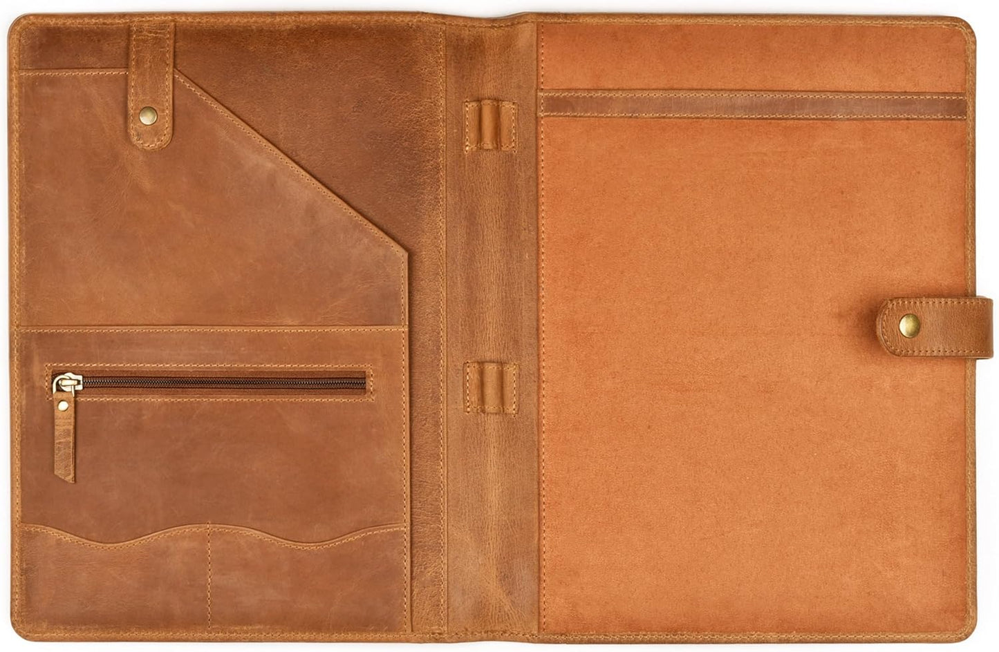 Genuine Leather Portfolio â Tan Brown Professional Organizer & Resume Folder, Antique Leather Business Document Padfolio with Writing Pad, Ideal Gift for Men & Women