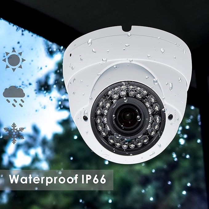5MP 4MP Dome Super Hybrid Security Camera HD-TVI/CVI/AHD/960H CCTV Surveillance Security Camera 2.8-12mm Varifocal Lens Outdoor/Indoor 98ft IR Waterproof Day&Night Vision Array Dome Cam