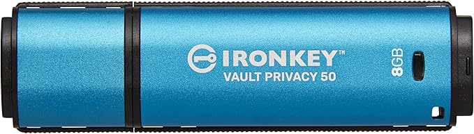 Kingston IronKey Vault Privacy 50 8GB Encrypted USB | FIPS 197 | AES-256bit | BadUSB Attack Protection | Multi-Password Options | IKVP50/8GB