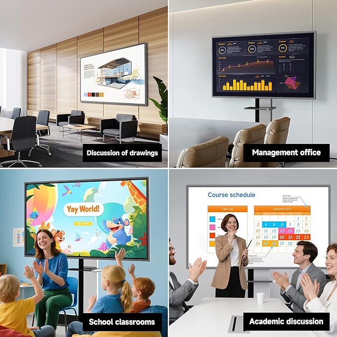 65 Inch Smart Board, Interactive Whiteboard, 4K UHD Touch Screen Digital Board, Digital Electronic Smartboard for Classroom,Office & Conference Rooms,Open App Ecosystem(Board & Wall Mount Only)