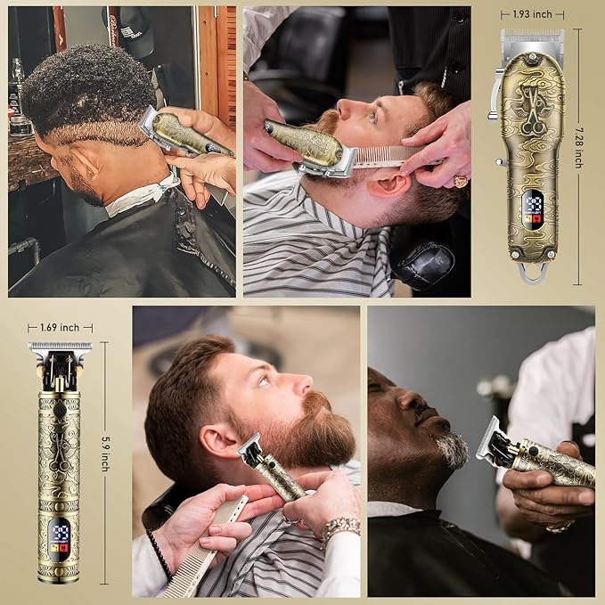 Hair Clippers Set for Men with Beard Trimmer,Professional Cordless Hair Trimmer for Men,Barber Kit Professional for Man Haircutting Machine with LED Display