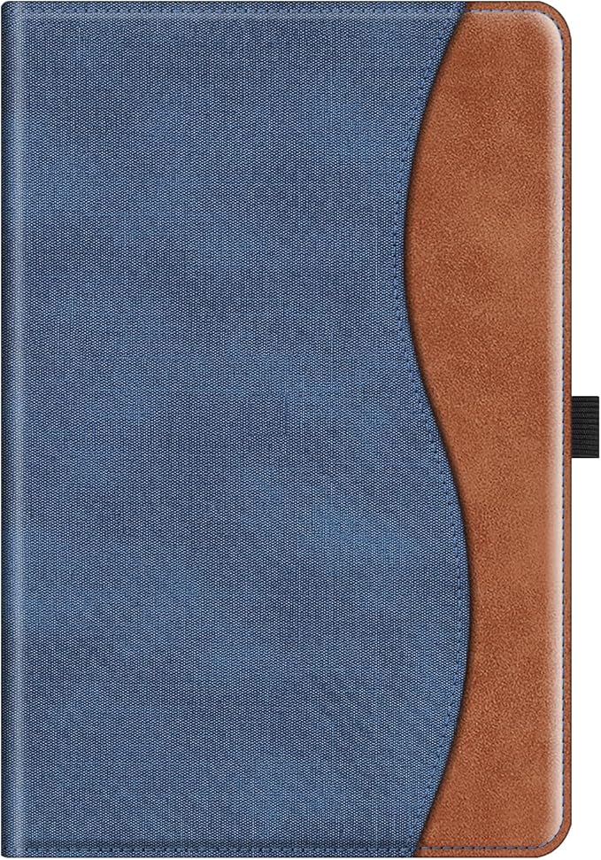 Fintie Case for Samsung Galaxy Tab A9 Plus/A9+ 5G 11 Inch 2023 Model (SM-X210/X216/X218), Multi-Angle Viewing Smart Stand Back Cover with Pocket Auto Wake/Sleep, Denim Blue/Brown