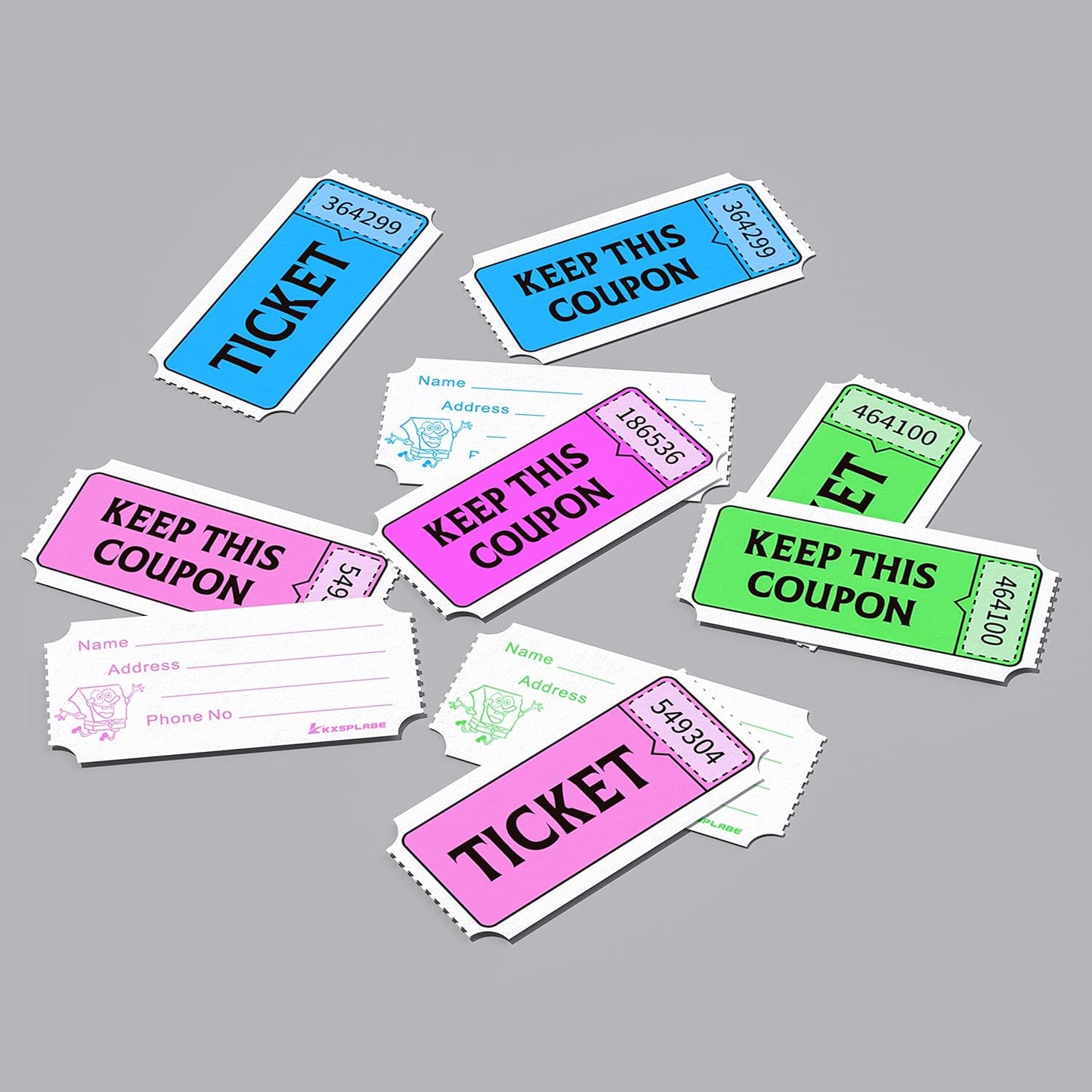Fluorescence Raffle Tickets Double Roll 2000 Tickets Neon Green 50/50 Tickets for Events, Entry, Class Reward, Fundraiser & Prizes