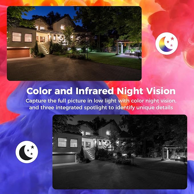 Sovmiku CA3 AI Auto Tracking Mini 2K Security Camera Wireless Outdoor, Two-Way Audio, Easy to Setup, 9.8Ft Power Cable,360ยฐ View, Color Night Vision, Audible Flashlight Alarm, 180 Days Exchange Policy
