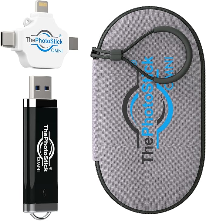 ThePhotoStick Omni 128GB - Secure Photo & Video Backup | ThePhotoStick Omni Protective Case - Water Resistant & Shockproof USB Storage