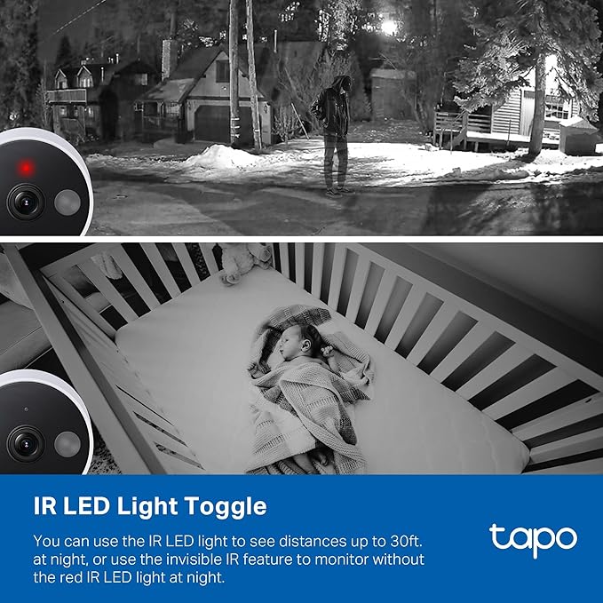Tapo 2K QHD Security Camera Indoor/Outdoor, 2024 PCMag Editor's Choice, Color Night Vision, Free Person/Pet/Vehicle Detection, Baby Monitor, Local/Cloud Storage, IP66, Dual-Spotlight, Plug-in(C120)