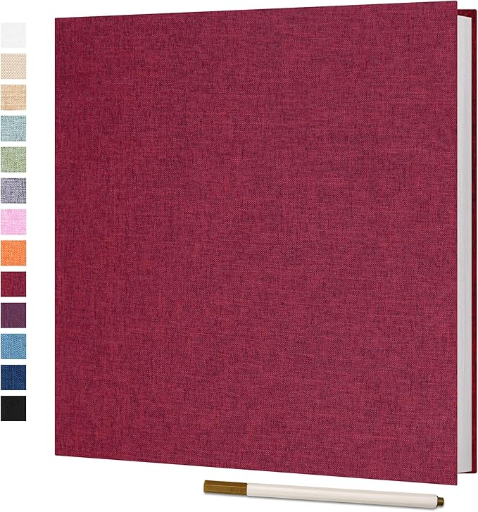 Vienrose Large Photo Album Self Adhesive for 4x6 5x7 8x10 Pictures Scrapbook Album DIY Scrap Book 40 Sticky Pages with A Metallic Pen Red