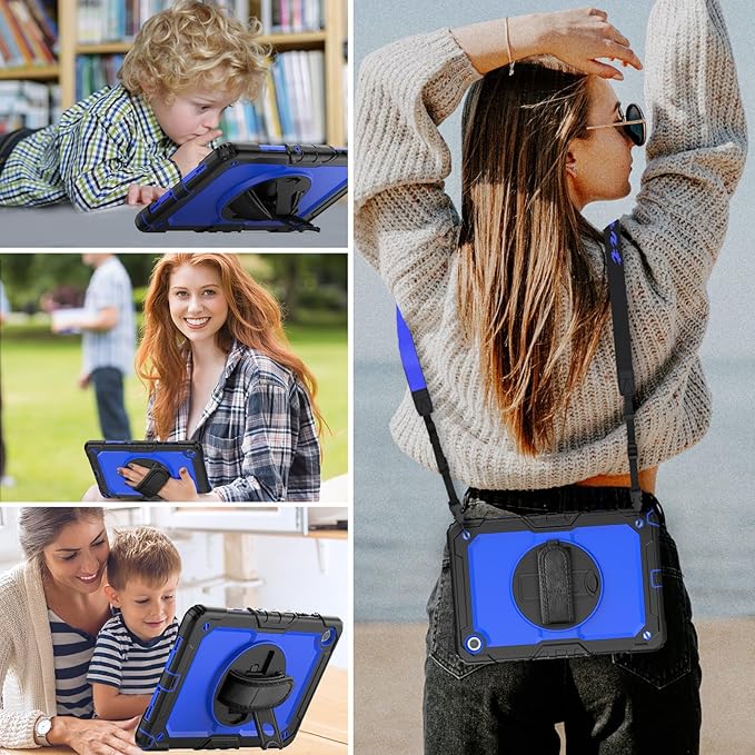 HXCASEAC Case for Samsung Galaxy Tab A8 10.5 inch, Protective with Screen Protector/Hand Strap/Pen Holder, Sturdy Shockproof A8 Tablet Case 2022 SM-X200/X205/X20 - Blue