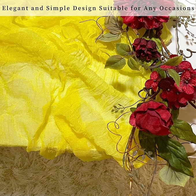 6 Pack Yellow Cheesecloth Table Runner 20 x 120 Inch Long Rustic Gauze Cheese Cloth Table Runner for Wedding 10FT Bridal Baby Shower Table Decorations Boho Fabric Sheer Birthday Party Table Decor