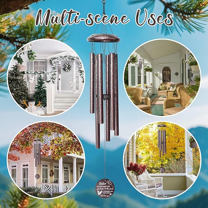 Gifts for Sister, 25''Wind Chimes, Birthday Gifts for Sister, Soul Sisters Unique Gift for Women,Thanksgiving,Christmas Day Gift Ideas for Love Rreminder