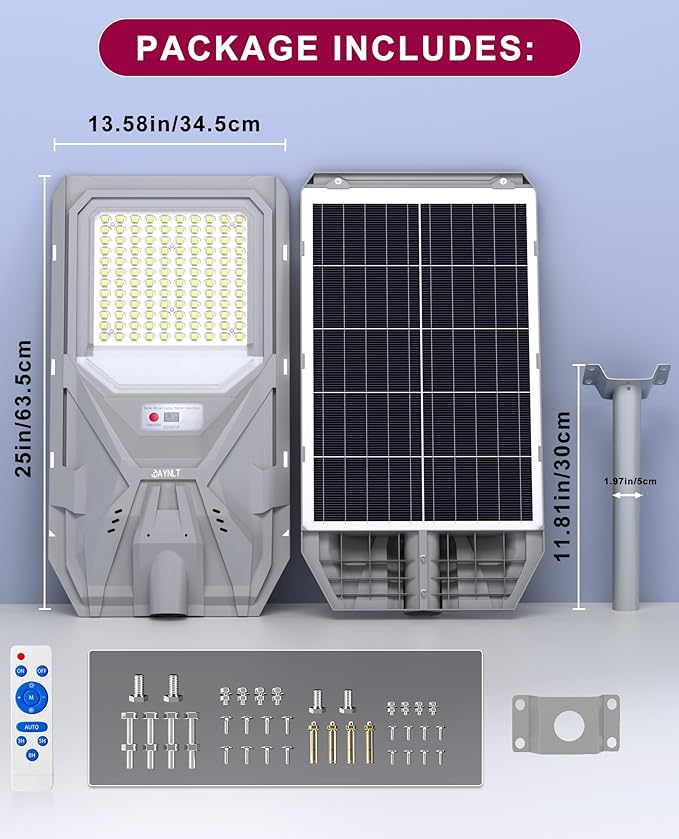 JAYNLT X-8500W Solar Street Lights,6500K Commercial Parking Lot Light Dusk to Dawn Dusk to Dawn,IP68 Waterproof Flood Security Street Lights Motion Sensor for Yard,Street