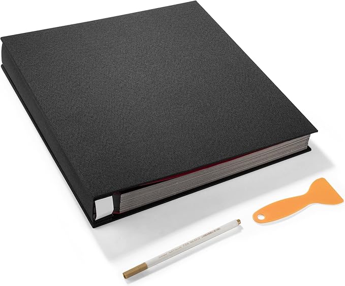 Large Photo Album Self Adhesive 4x6 5x7 3x5 8.5x11 Scrapbook Magnetic Album DIY Scrap Book Length 13 x Width 12.8 (Inches) 120 Black Sticky Pages Linen Cover DIY Photo Album(Black)