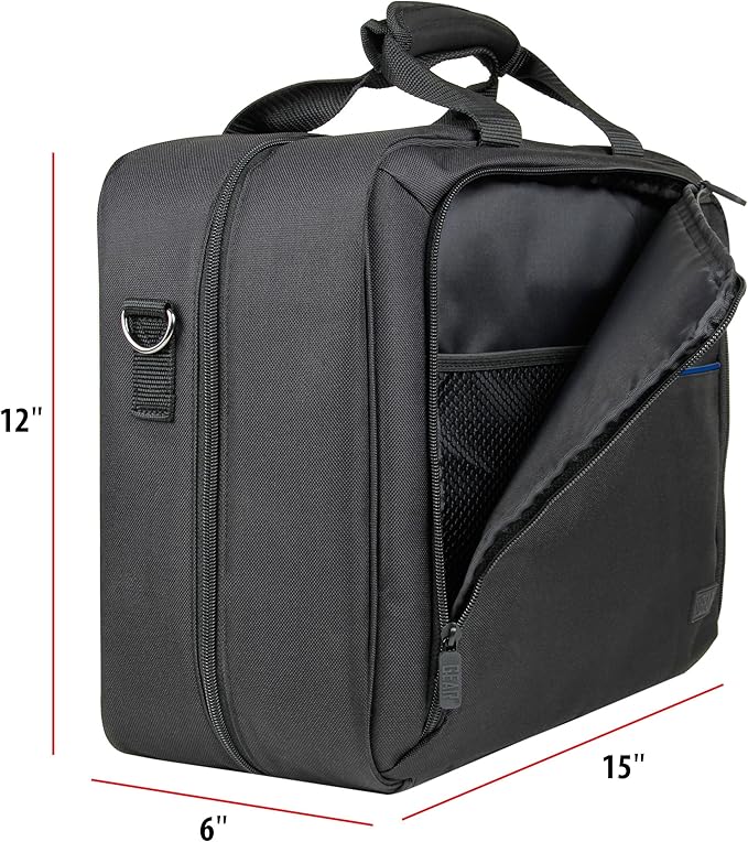 USA Gear Projector Carrying Case, Customizable Scratch Resistant Interior, HDMI Projector Bag Compatible with Epson, Benq and More Bluetooth (15 x 12 x 3 inches) - Blue