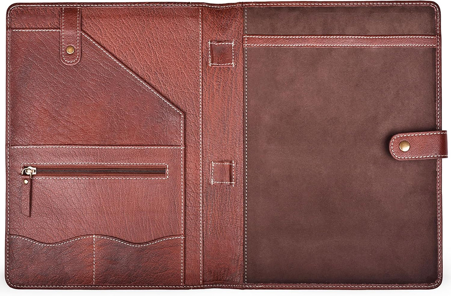 Genuine Leather Portfolio â Red Brown Professional Organizer & Resume Folder, Antique Leather Business Document Padfolio with Writing Pad, Ideal Gift for Men & Women