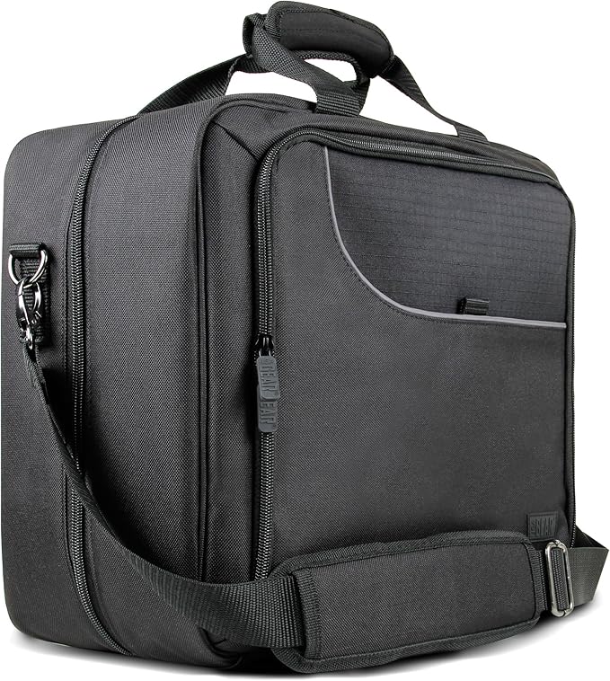 USA Gear Projector Carrying Case, Customizable Scratch Resistant Interior, HDMI Projector Bag Compatible with Epson, Benq and More Bluetooth (15 x 12 x 3 inches) - Black