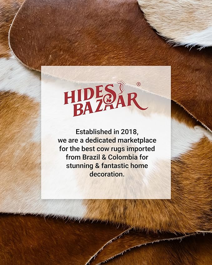 Tricolor Cowhide Rug Classic Brown, Black and White Color Mix, Natural Leather Hide, Area Rug (6x7ft)