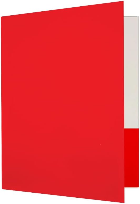 JAM PAPER Custom Printed Semi-Gloss Folders with Round Corner Pockets - Personalized Logo & Text - 10 pt C2S - Red - 100/Pack