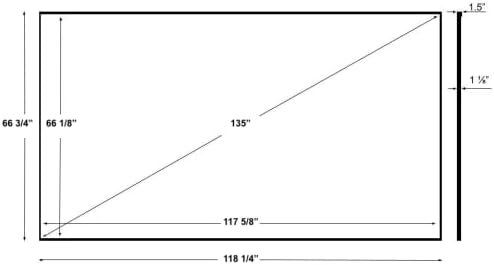 Silver Ticket Products S7 Series 6 Piece Thin Bezel Home Theater Fixed Frame 4K/8K Ultra HD, HDTV, HDR & Active 3D Projection Screen, 16:9 Format, 135" Diagonal, Woven Acoustic Material S7-169135-WAB
