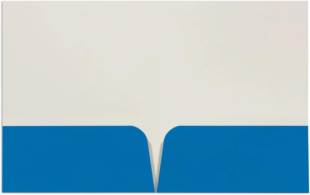 JAM PAPER Custom Printed Semi-Gloss Folders with Round Corner Pockets - Personalized Logo & Text - 10 pt C2S - Blue - 100/Pack