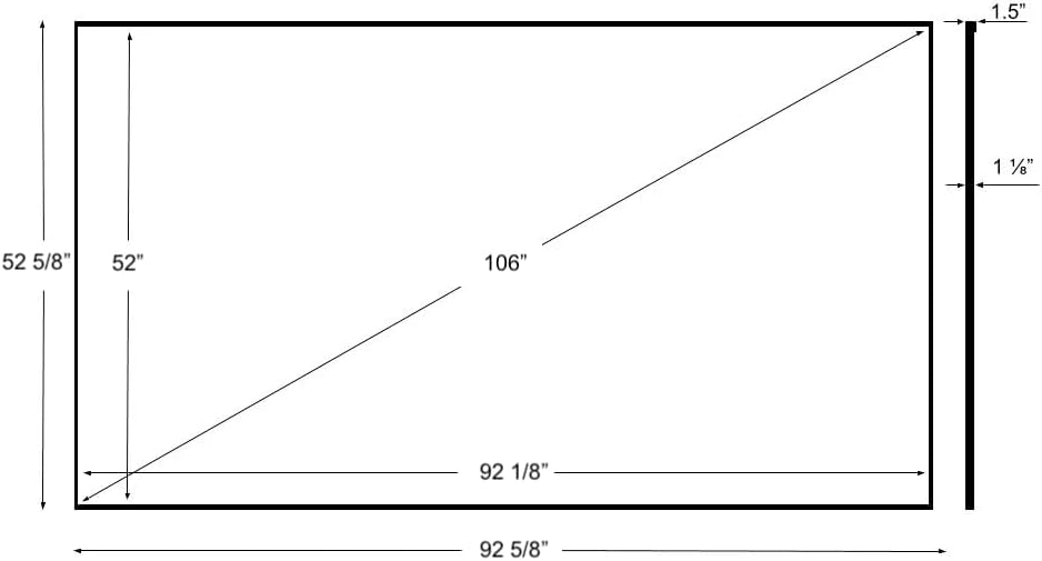 Silver Ticket Products S7 Series 6 Piece Thin Bezel Home Theater Fixed Frame 4K/8K Ultra HD, HDTV, HDR & Active 3D Projection Screen, 16:9 Format, 106" Diagonal, Woven Acoustic Material S7-169106-WAB