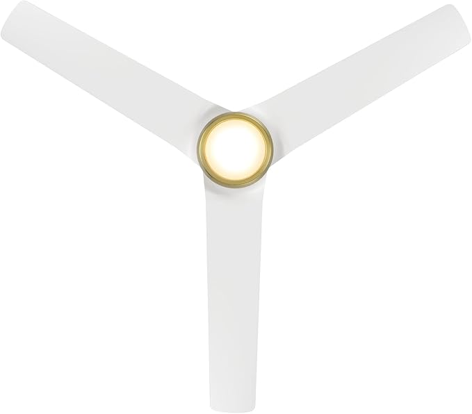 WAC F-001L-SB/MW Mocha 54" Outdoor Ceiling Fan with LED Lights and Remote, Soft Brass Matte White
