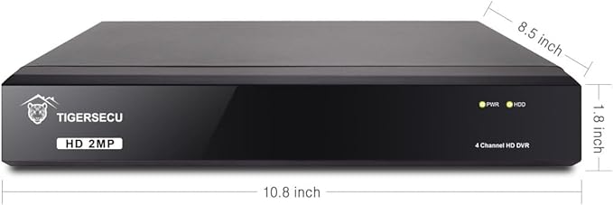 TIGERSECU Super HD 1080P 4 Channel DVR Security Recorder with 2TB Hard Drive, Hybrid 6-in-1 CCTV DVR Recorder Compatible with 2MP and 5MP TVI, AHD, CVI, Analog, RS485 PTZ and IP Cameras