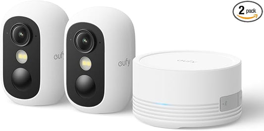 eufy Security eufyCam C35 2-Cam Kit, Wireless Security Indoor/Outdoor Camera, Magnetic Mount, Color Night Vision, Local Storage, No Monthly Fee, IP67, Facial Recognition, Solar Panel Compatible, White