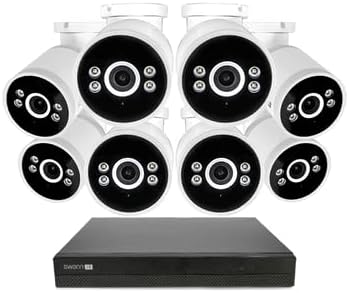 Swann AdvancedX Wired NVR 4K Security Camera System 16 CH, 8 PoE Outdoor Cameras, 2TB, Color Night Vision, Motion Detect