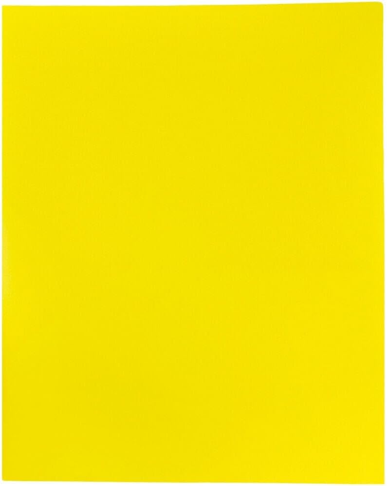 JAM PAPER Plastic 2 Pocket POP Folders - Durable School Folders - Yellow - Bulk 48/Pack