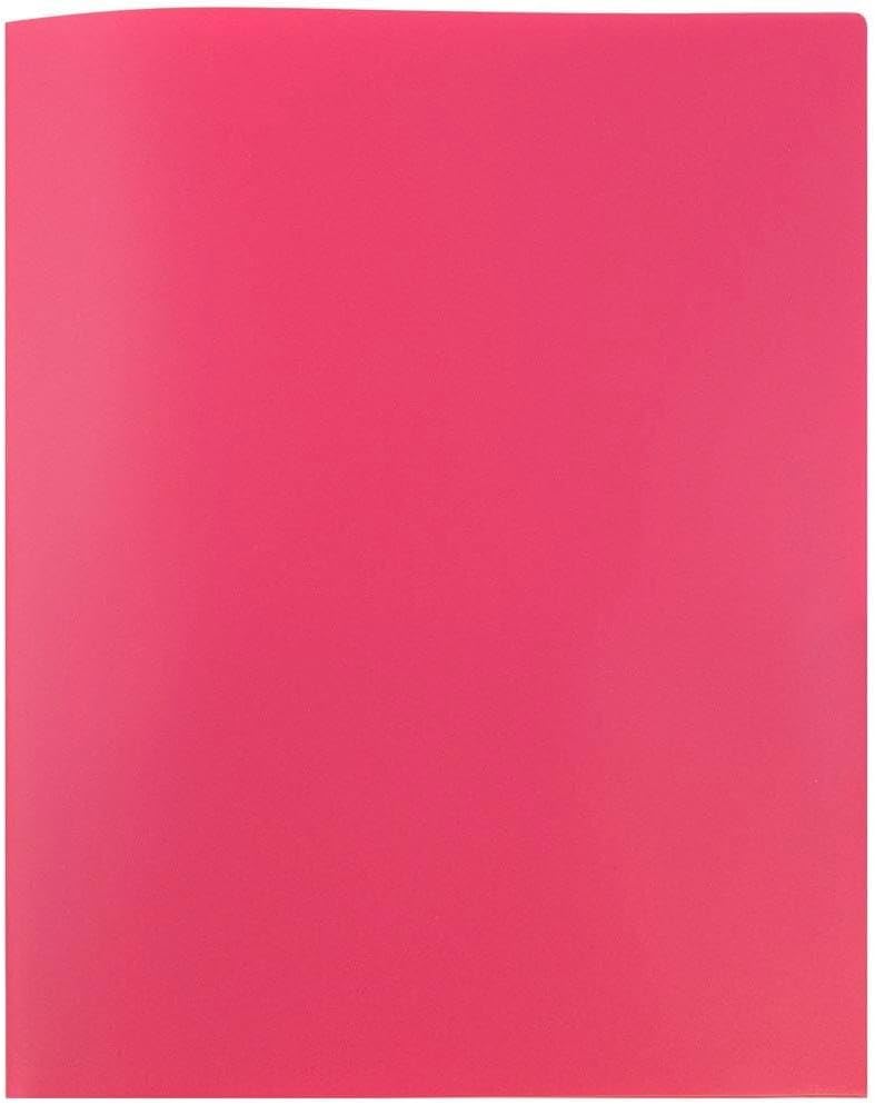 JAM PAPER Plastic 2 Pocket POP Folders - Durable School Folders - Fuchsia Hot Pink - Bulk 144/Box