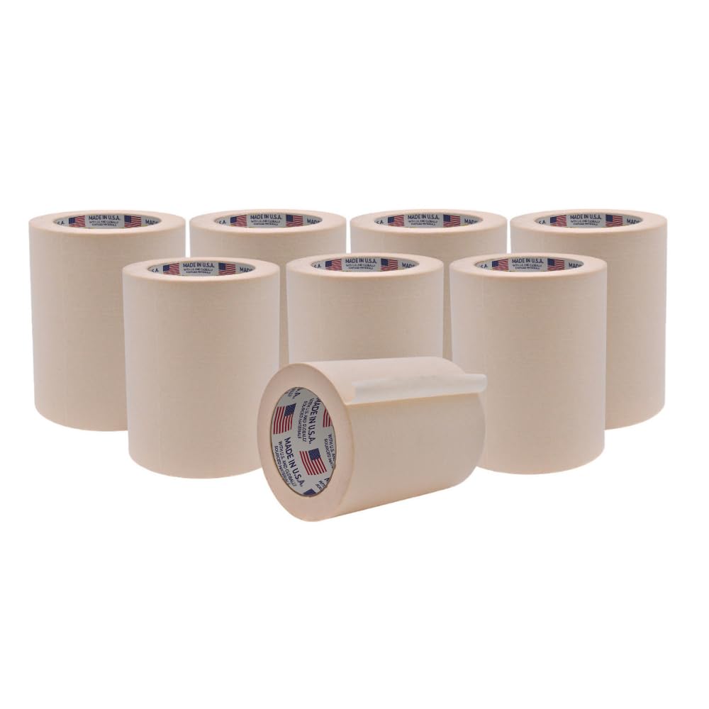 WOD MT5 Utility Grade Masking Tape, 6 inch x 60 yds. (Pack of 8) for Home or Office air-Dry Painting, Labeling, & Packing. Leaves no Residue