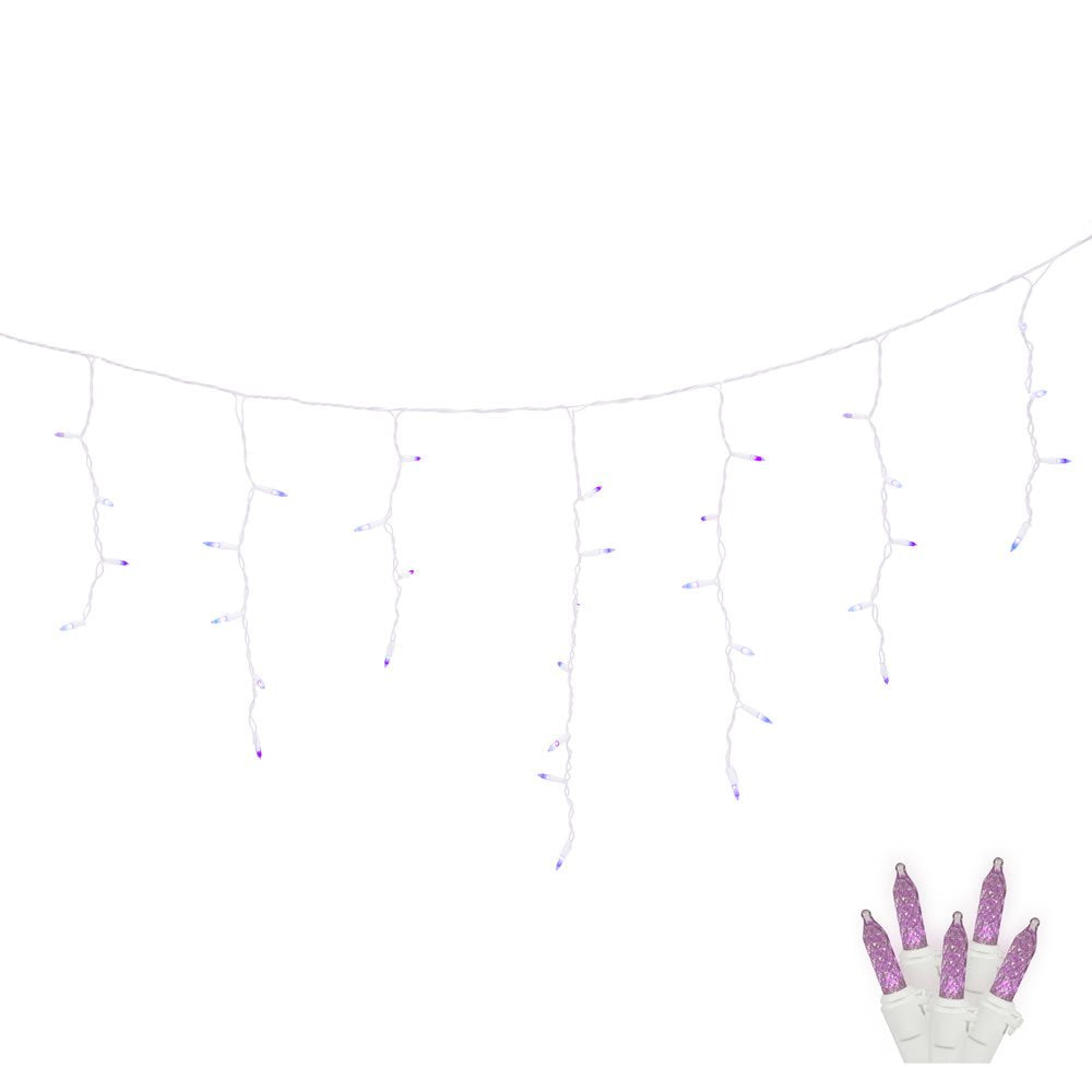 Vickerman LED Icicle Lights, 70-Light Twinkle, Purple & White, 9ft, Small, Model X6W3206T