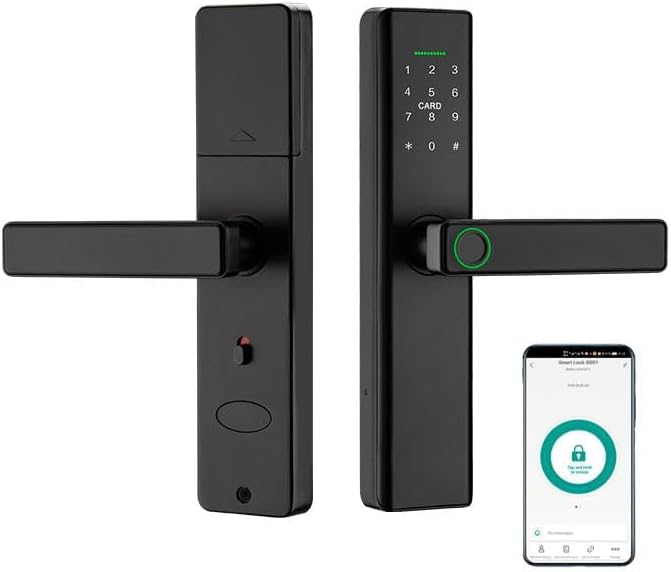 Smart Lock Fingerprint Door Lock with Touch Screen Password Electronic Locks, Tuya APP Remote Control Smart Door Lock (P12 with TUYA APP)