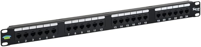 ICC Voice Patch Panel, UL Listed, Rackmount 6P6C 24 Port 1U 19-Inch Telephone Network Patch Panel with Rear UTP USOC Wiring 110 IDC Terminal Blocks for PBX and Business Phone Systems, Black