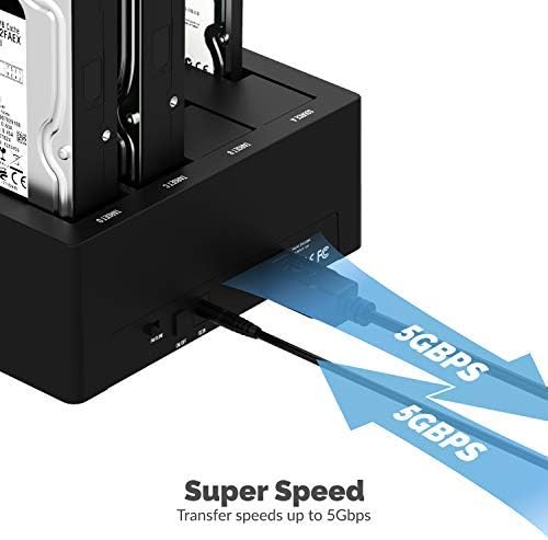 SABRENT 4-Bay USB 3.0 Docking Station for 2.5/3.5” SATA SSD/HDD, Tool-Free Trayless Design, USB 3.2 Gen 1 5Gbps, Supports 4 Drives Simultaneously, Compatible with Windows, macOS, Linux (DS-U3B4)