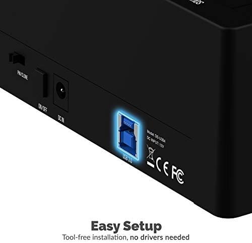 SABRENT 4-Bay USB 3.0 Docking Station for 2.5/3.5” SATA SSD/HDD, Tool-Free Trayless Design, USB 3.2 Gen 1 5Gbps, Supports 4 Drives Simultaneously, Compatible with Windows, macOS, Linux (DS-U3B4)