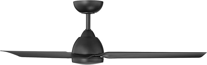 Mocha Indoor/Outdoor 3-Blade Smart Compatible Ceiling Fan 54in Matte Black with Remote Control and Wall Cradle. Works with iOS/Android, Alexa, Google Assistant, Samsung SmartThings, and Ecobee.
