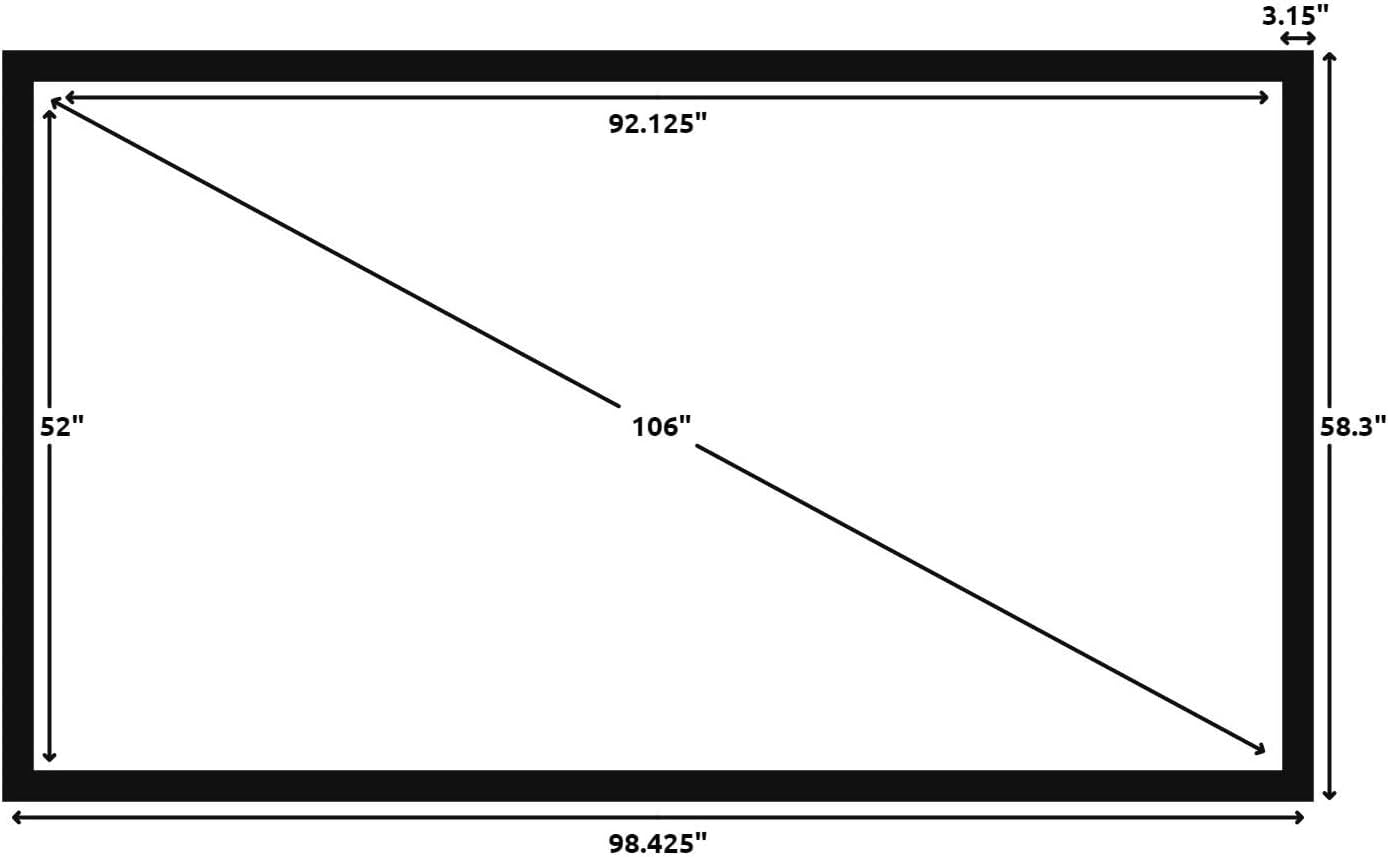Silver Ticket Products STR Series 6 Piece Home Theater Fixed Frame 4K / 8K Ultra HD, HDTV, HDR & Active 3D Movie Projection Screen, 16:9 Format, 106" Diagonal, Woven Acoustic Material STR-169106-WAB