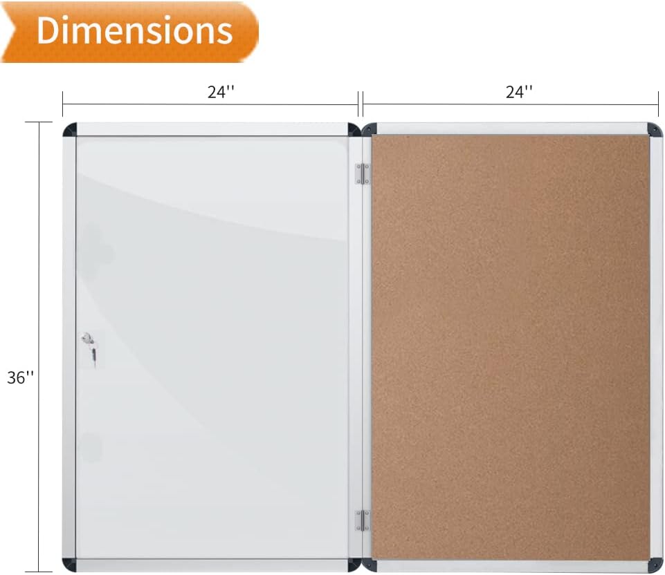 VIZ-PRO Tamperproof Lockable Cork Noticeboard Class 1 Aluminium Framed 36x24 Inches, Pack of 2
