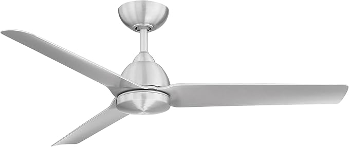 Mocha Indoor/Outdoor 3-Blade Smart Compatible Ceiling Fan 54in Brushed Aluminum with Remote Control and Wall Cradle. Works with iOS/Android, Alexa, Google Assistant, Samsung SmartThings, and Ecobee.